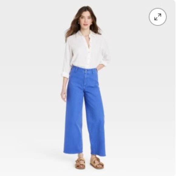 NWT - High-Rise Sailor Wide Leg Ankle Jeans - Picture 2 of 3